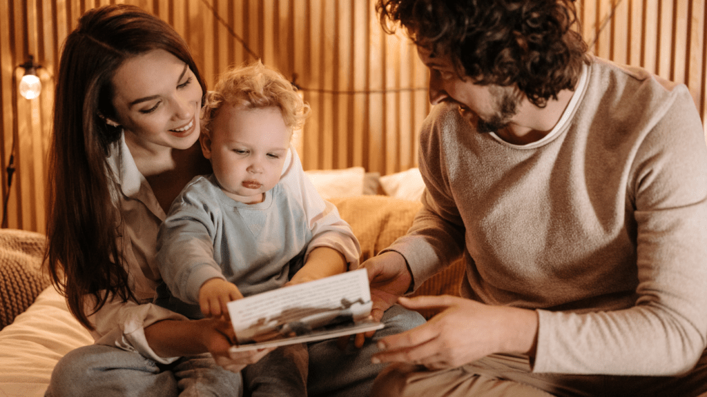 Parents bonding with baby