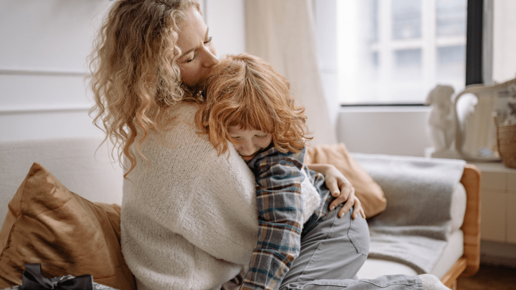 Mother hugging her kid