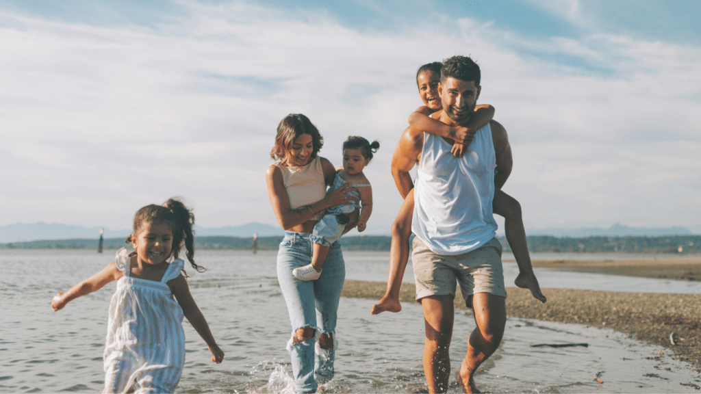 Happy family on the beach